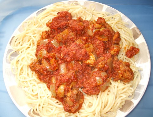 Spaghetti with Corned Beef Stew