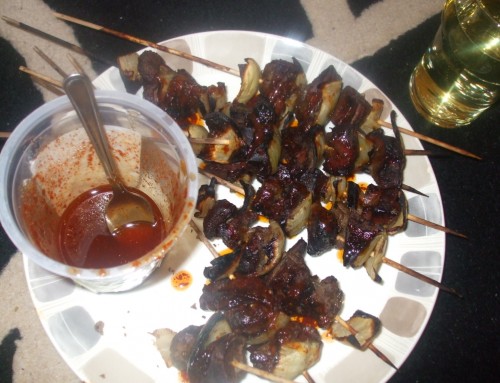 Heart and Liver Kebab with Very Hot Pepper Sauce