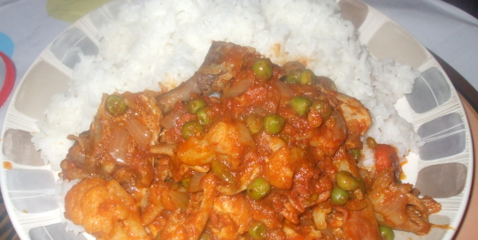 rice with chicken and vegetable stew