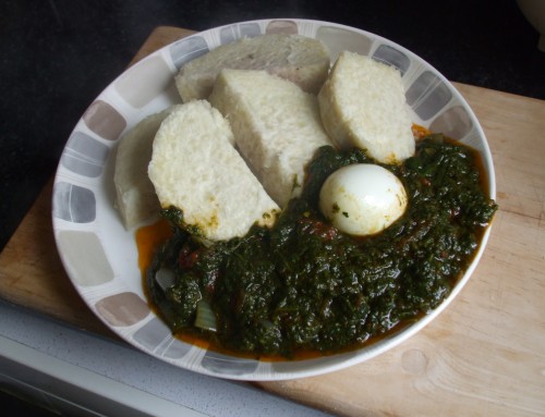 Yam with Leafy Vegetable Stew